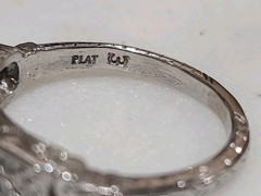 Antique Art Deco Platinum Diamond Wedding Engagement BAND Ring Estate Fine