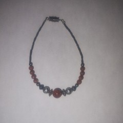 Vtg Southwest Silver Beads W Goldstone Fringe Design Necklace And Bracelet Set