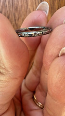 Art Deco Hand Engraved Orange Blossom Ring | 18K White Gold Floral Wedding Band
