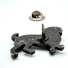 Pewter Brooch Dog Tie Pin With Collar Detail & Secure Clutch Back Vintage