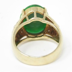 NYJEWEL 14k Yellow Gold Jade & Diamond Ring