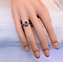 Vintage 18ct Yellow Gold Sapphire Diamond Ring Art Deco Octagonal Size 8