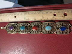 Vintage Sarah Coventry Massive 5 Link Bracelet With Cabochon Stones
