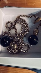 Vintage TALY 925 STERLING 78g Italy BOLO Wheat Chain Necklace Bijoux?Onyx Balls