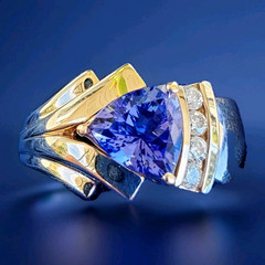 Original EARTH MINED TANZANITE DIAMOND Engagement Ring 14K GOLD Design Solitaire