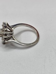 Antique 14K white gold diamond art deco flower ring
