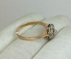 Vintage Original Rose & White Gold Ring with Cubic Zirconia 585 14K Lviv 1990
