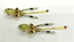 VTG Gale Rothstein Designs Inc Metal Semi Precious Stones Dangle Earrings 3.1/4”