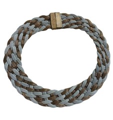 Vintage Italian metal mesh , gold, and white necklace with magnetic clasp