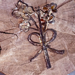 Vintage KC Signed Silver Tone Flowers Butterfly Bee Ladybug Brooch Pin
