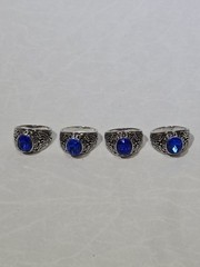 4pc Lot Size 12 Men US Army Military Rings Blue Sapphire Simulated Stone Bulk