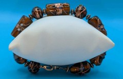 Vintage Murano Lamp Work Glass Beads Amber Brown Bracelet