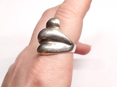 Vintage Modernist Sterling Silver 925 Twisted Dome Puffy Signed Ring sz 8.25