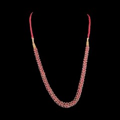 Vtg Almandine Garnet Bead Necklace Woven Rope Boho w Fabric Cord