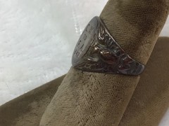 Vintage US Military Sterling Silver Ring Eagle Design Initials and dated 8 42