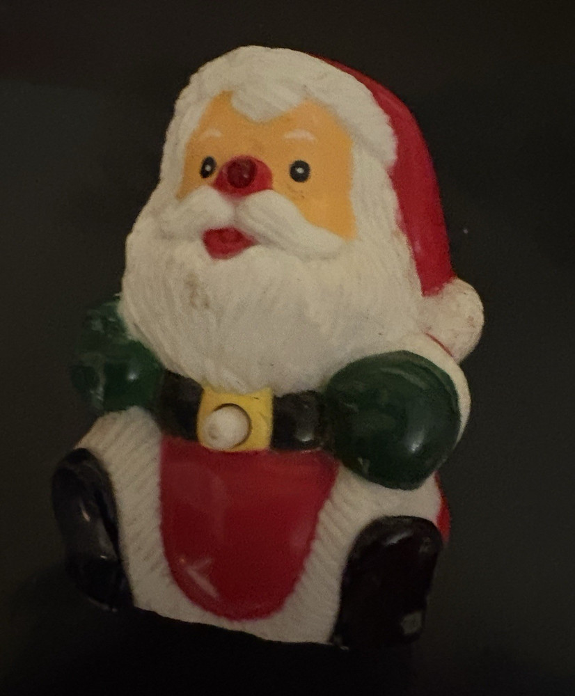 Vintage Santa Claus Christmas Brooch Pin, Multicolor Plastic, No Stone,