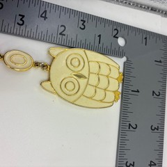 Necklace Vintage Owl Pendant Long Chain Enamel Gold Tone Retro Big Bird Boho
