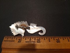 Vintage Carved Mother Of Pearl Seahorse Brooch Pin Vtg MOP Sea Life Brooch Pin