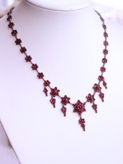 NO TARIFF Antique Bohemian Garnet Necklace Collier Tombac Gilded