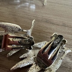 Vintage Judy Lee Brooch Pendant Clip On Earrings Signed Silver Tone Leaf Leaves