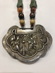 Antique Chinese Repousse Silver Tone Necklace