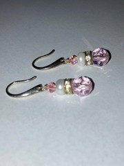 Vintage Pink Crystal Pearl Drop Earrings Y2K Elegant Coquette Silver Jewelry