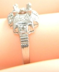 Antique Art Deco Setting Mounting Platinum Hold 4.5-5MM Ring Size 5 UK-J1/2