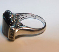 Very Unusual Vintage Smokey Quartz with Accent Diamonds 925 Silver Sz6 #28