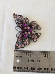 Vintage Pink Purple Rhinestone Butterfly Brooch