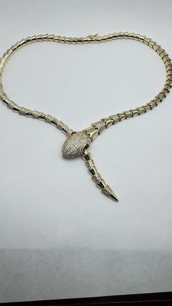 Vintage Goldenen Bronze Snake Choker Necklace