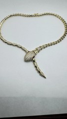 Vintage Goldenen Bronze Snake Choker Necklace