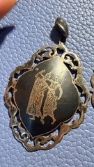 Vintage Siam Sterling Silver Niello Jewelry Set w/ Goddess Mekhala Pendants & Ea