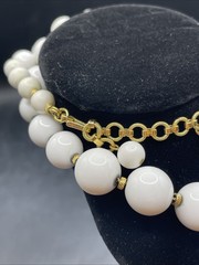 Vintage Monet’ Graduated Faux Pearls With Gold Tone Accents 12” With Logo Tag