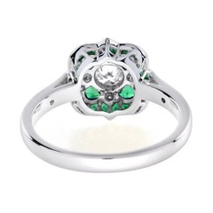 3Ct Art Deco Style Lab Created Diamond & Emerald Wedding 14k White Gold FN Ring