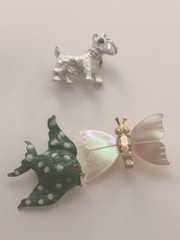Vintage Costume Jewelry Brooch Lot – Enamel Fish, Silver Tone Scottie Dog,…