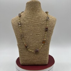 Vintage Glass Beads and Gold Tone Necklace. It’s 18” long. See pics.