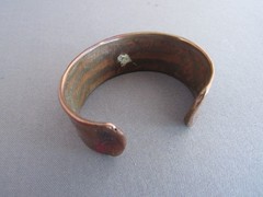 VINTAGE SIGNED HANDWROUGHT COPPER BRASS SHOOTING STAR BANGLE CUFF BRACELET