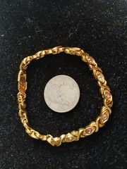 Vintage Gold Toned XO Hugs And Kissess Tennis Bracelet With Clear And Pink…