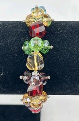 Multi-color Faceted AB Glass Crystal Bead Silver Stretchy Bracelet
