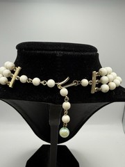 Vintage Japan Multi-Strand Beaded Necklace White And Green/ Blue