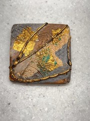 Vintage Post Modern Art Deco Ceramic Collage Brooch Statement Piece Wearable Art