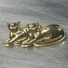 Vintage Cat Jewelry Lot 6pc Signed JJ Jonette H Adams Pewter Button Cover Pins