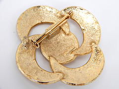 Sacred Geometry Brooch Pin Vintage Designer Signed CM JENT Gold Tone 2.3″