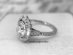 4Ct Vintage Art Deco Style Lab Created Diamond Engagement 14K White Gold FN Ring