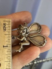 47. Vintage 925 Sterling PIXIE Fairy Elf Abalone Wings Pin 1 3/8″x 1 1/4″, 10.3g