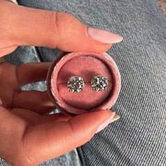 2Ct Round Cut Lab-Created Diamond Stud Earrings 14k White Gold Plated