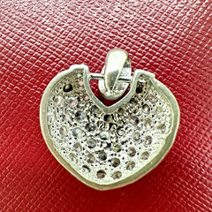 VINTAGE 80s 925 STERLING SILVER CZ HEART SHAPE PENDANT