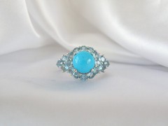 Vintage Sterling Silver 925 Sleeping Beauty Blue Topaz Ring Size 7