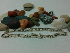VTG 950 Sterling Silver Anchor Mariner Dbl Linked Chain Tennis Bracelet 8 1/8″