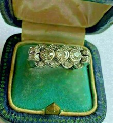 Art Deco Style Round cut Lab Created Diamond 14k White Gold FN Engagement Ring